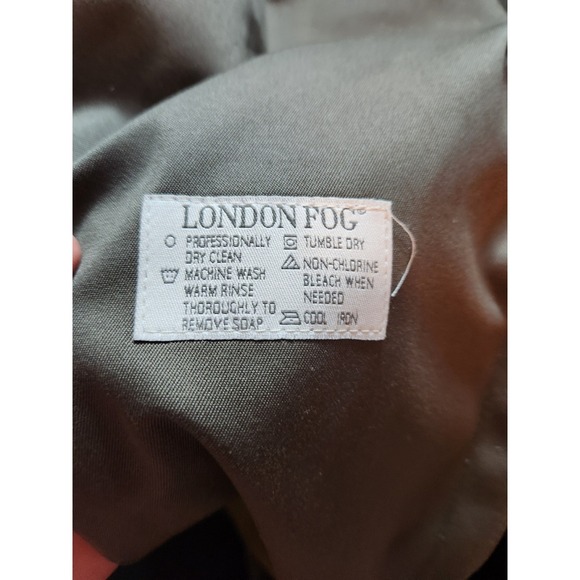 London Fog Classic Double Breasted Trench Coat Men's 42 Long Olive Belted - Picture 7 of 9